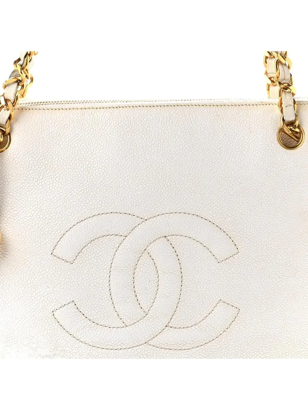 Chanel Caviar Cc Shoulder Bag White #321914C82B